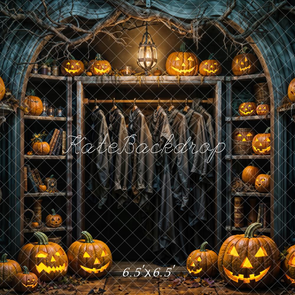 Kate Halloween Pumpkin Dark Black Closet Backdrop Designed by Emetselch - Image 2