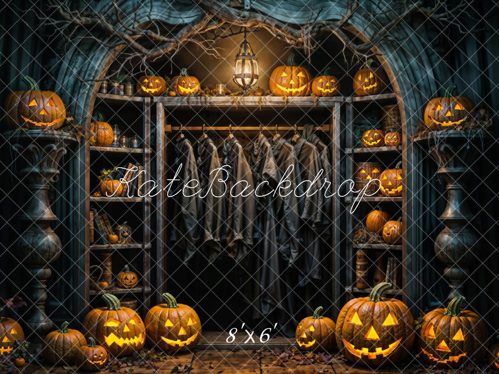 Kate Halloween Pumpkin Dark Black Closet Backdrop Designed by Emetselch - Image 3