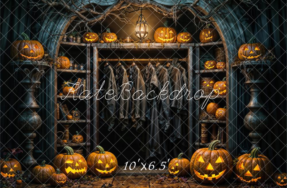 Kate Halloween Pumpkin Dark Black Closet Backdrop Designed by Emetselch - Image 4