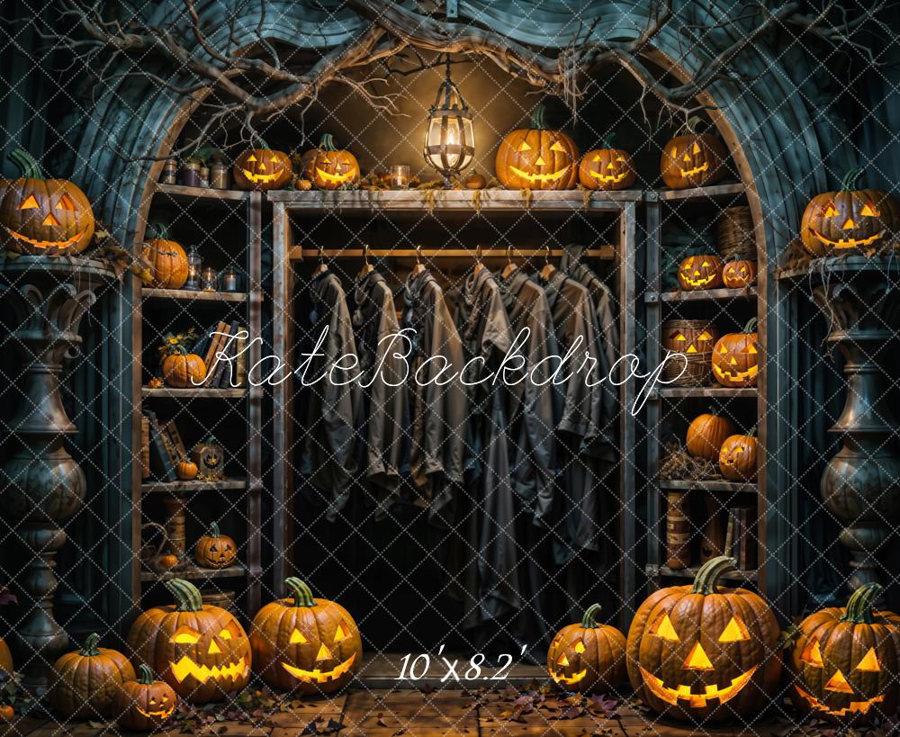 Kate Halloween Pumpkin Dark Black Closet Backdrop Designed by Emetselch - Image 5