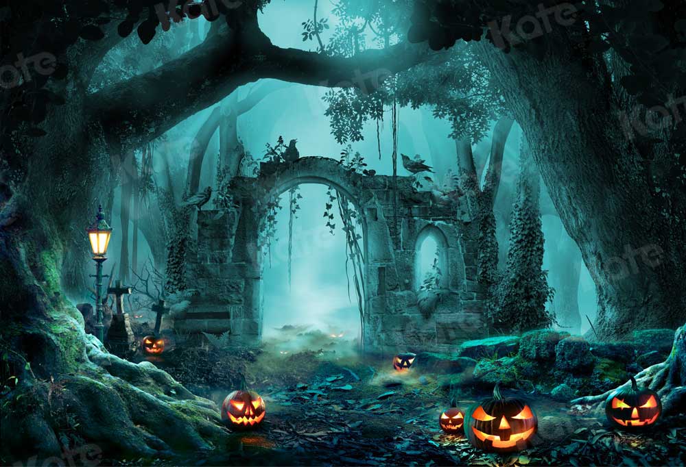 Kate Halloween Pumpkin Forest Backdrop for Photography - Image 2