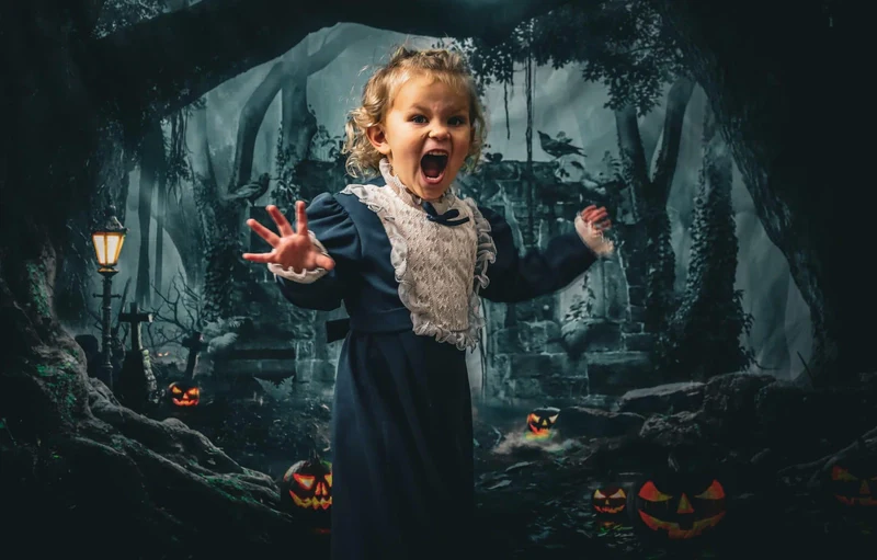 Kate Halloween Pumpkin Forest Backdrop for Photography - Image 4