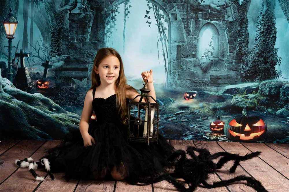 Kate Halloween Pumpkin Forest Backdrop for Photography - Image 5