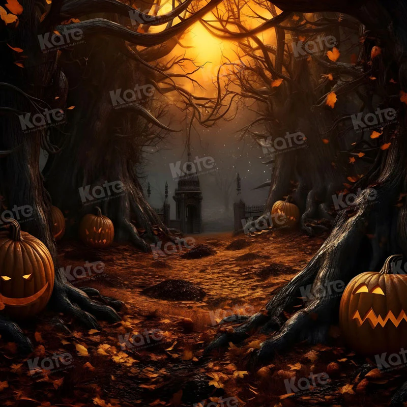 Kate Halloween Pumpkin Forest Backdrop for Photography - Image 2
