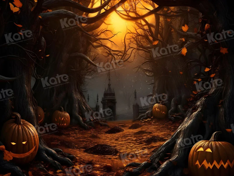 Kate Halloween Pumpkin Forest Backdrop for Photography - Image 3
