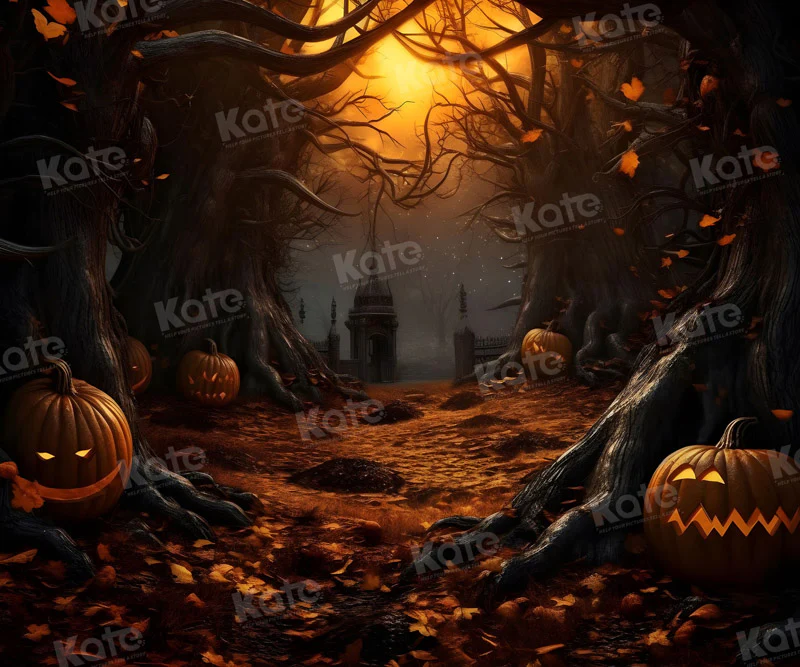 Kate Halloween Pumpkin Forest Backdrop for Photography - Image 4