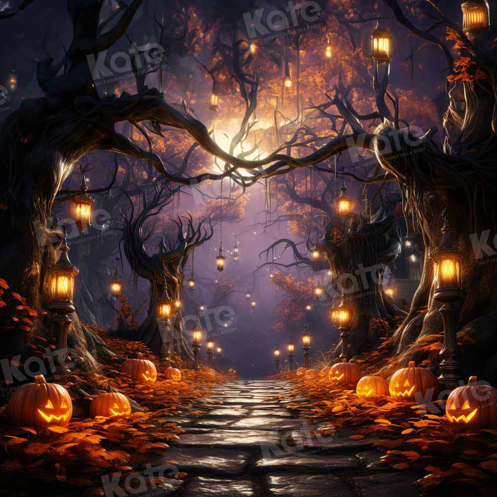 Kate Halloween Pumpkin Forest Light Backdrop Designed by Emetselch - Image 3