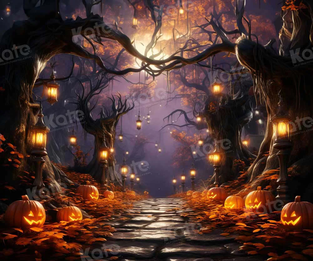 Kate Halloween Pumpkin Forest Light Backdrop Designed by Emetselch - Image 5