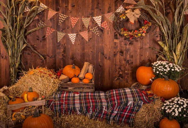 Kate Halloween Pumpkin Haystack Autumn Backdrop for Photograpy - Image 2