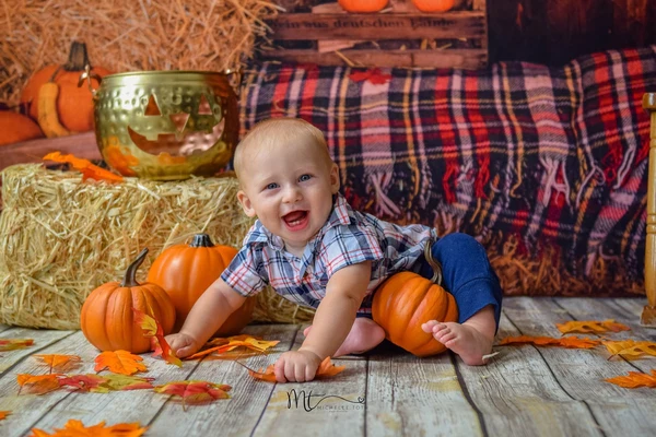 Kate Halloween Pumpkin Haystack Autumn Backdrop for Photograpy - Image 5