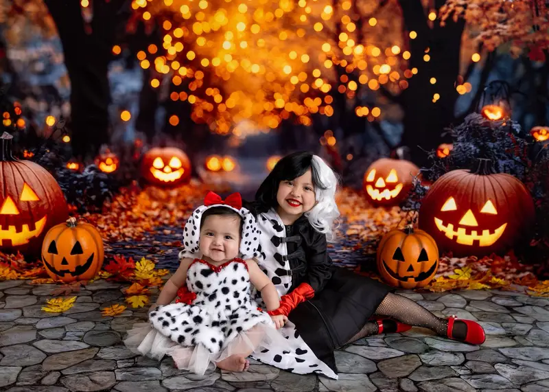 Kate Halloween Pumpkin Lights Path Backdrop Designed by Mini MakeBelieve - Image 3