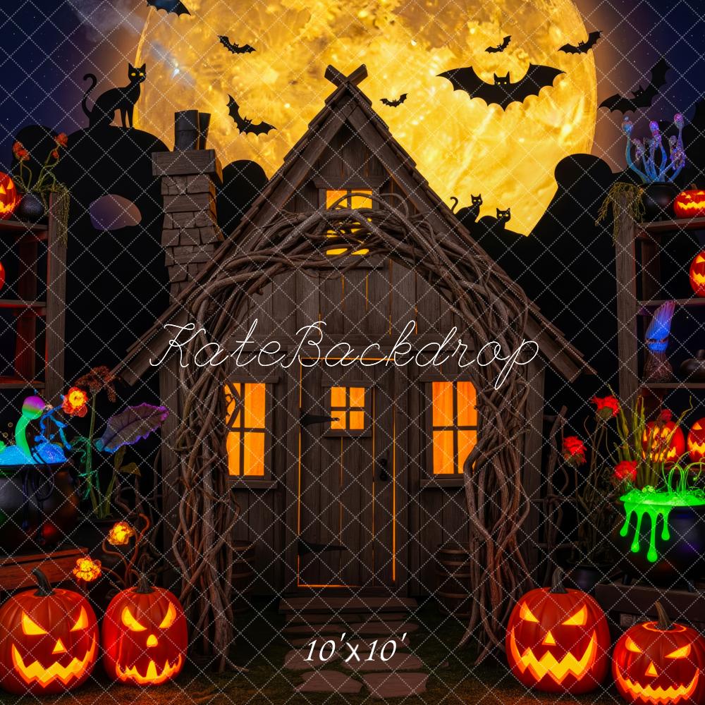 Kate Halloween Pumpkin Shelves Glowing Moon Backdrop Designed by Patty Robert - Image 7