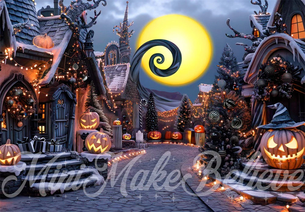 Kate Halloween Pumpkin Town Street Backdrop Designed by Mini MakeBelieve - Image 2