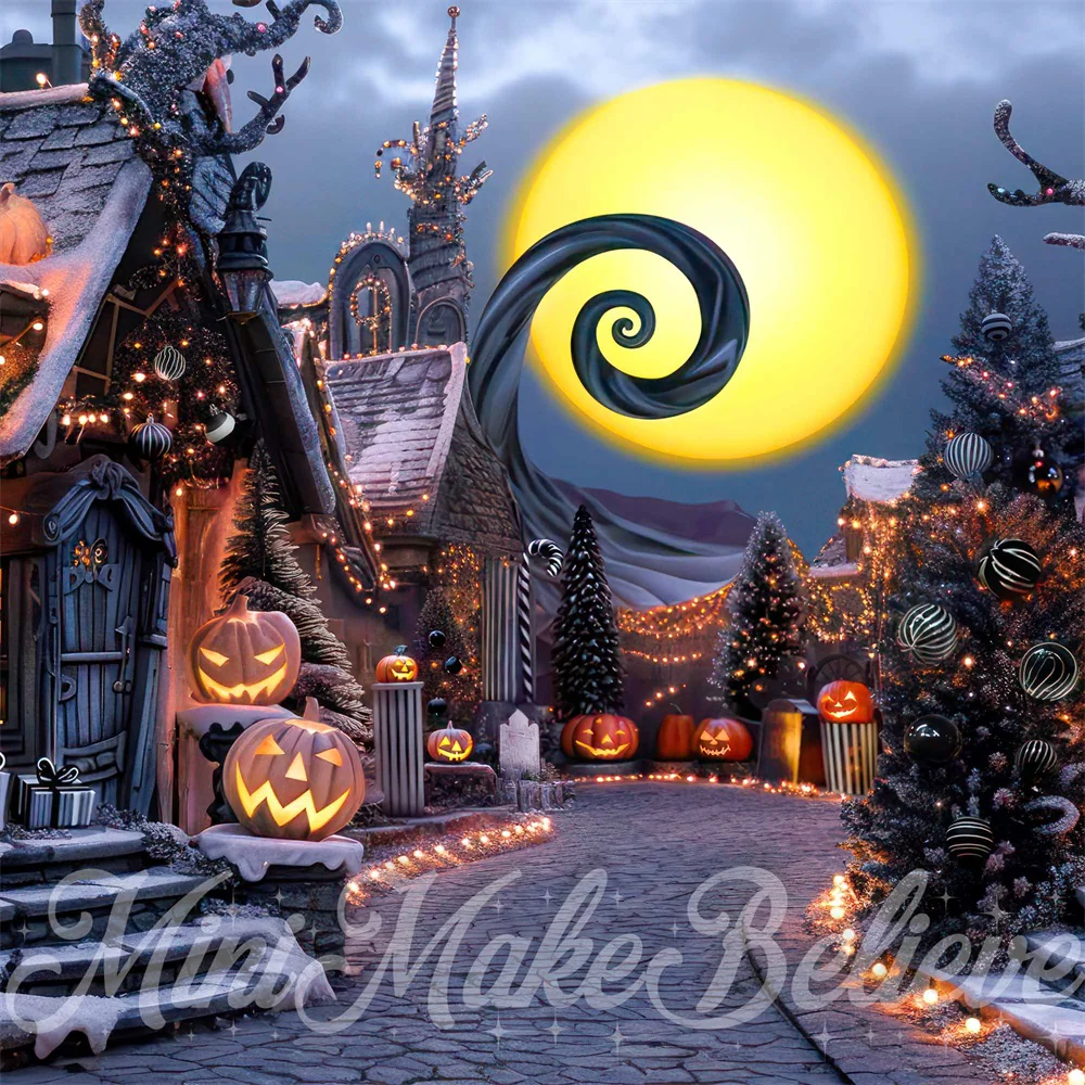 Kate Halloween Pumpkin Town Street Backdrop Designed by Mini MakeBelieve - Image 3