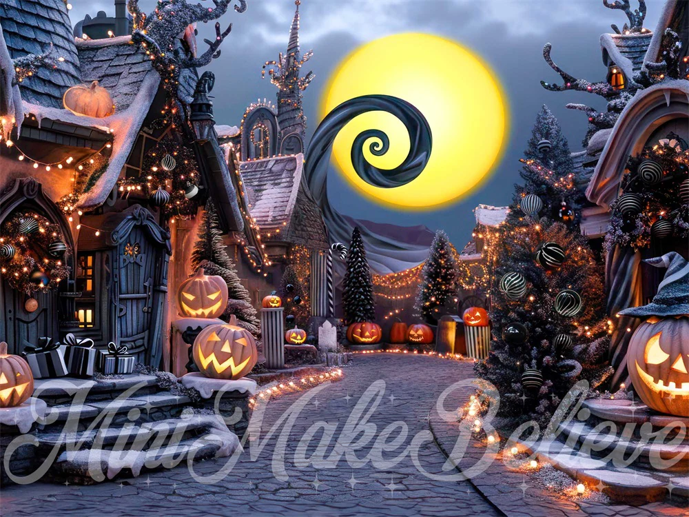 Kate Halloween Pumpkin Town Street Backdrop Designed by Mini MakeBelieve - Image 4