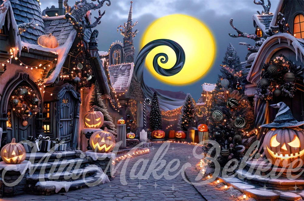 Kate Halloween Pumpkin Town Street Backdrop Designed by Mini MakeBelieve - Image 5