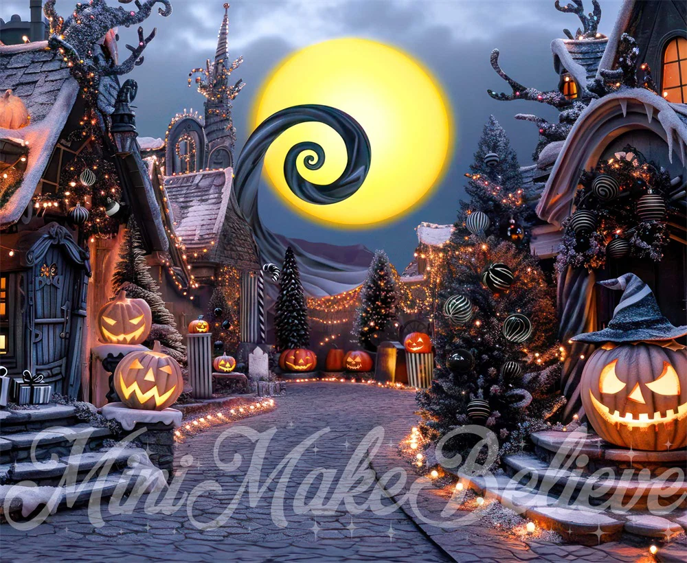 Kate Halloween Pumpkin Town Street Backdrop Designed by Mini MakeBelieve - Image 6