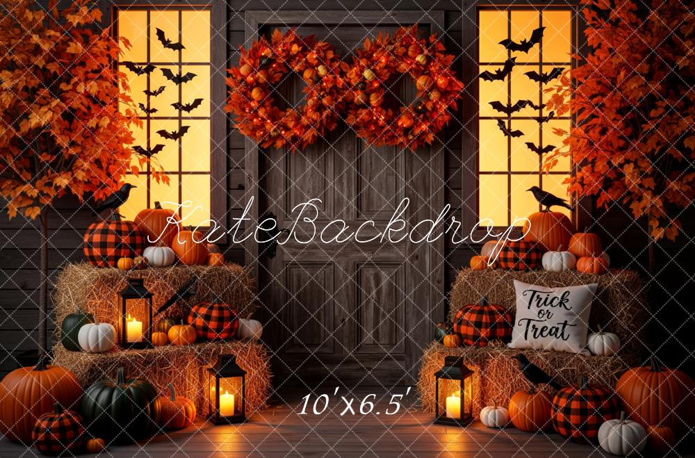 Kate Halloween Pumpkins Autumn Wreaths Backdrop Designed by Patty Robert - Image 4