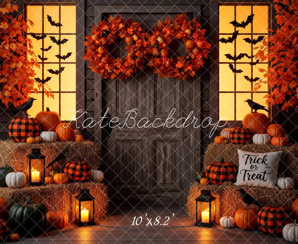 Kate Halloween Pumpkins Autumn Wreaths Backdrop Designed by Patty Robert - Image 6