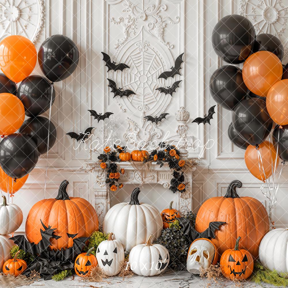 Kate Halloween Pumpkins Balloons Bats Backdrop Designed by Emetselch - Image 7