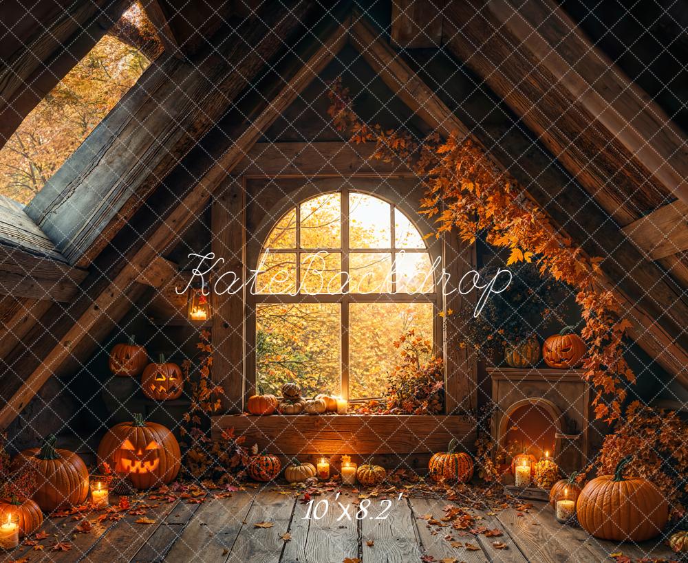 Kate Halloween Pumpkins Candles Autumn Attic Backdrop Designed by Emetselch - Image 6