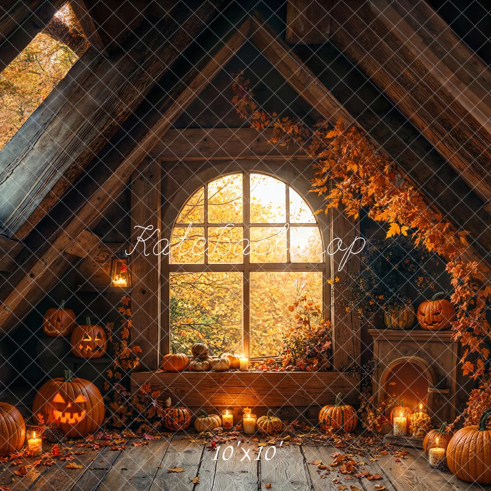 Kate Halloween Pumpkins Candles Autumn Attic Backdrop Designed by Emetselch - Image 7