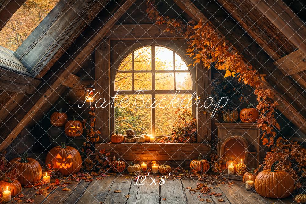 Kate Halloween Pumpkins Candles Autumn Attic Backdrop Designed by Emetselch - Image 8