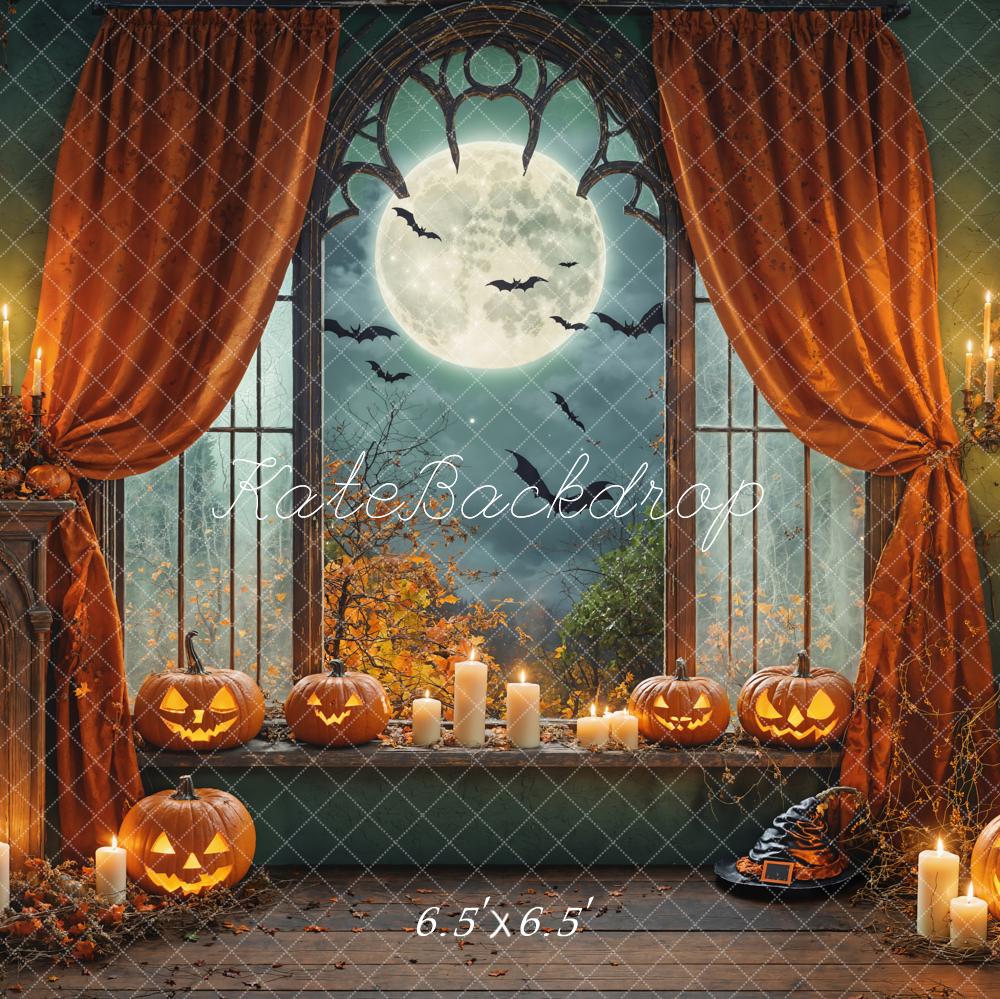 Kate Halloween Pumpkins Candles Window Backdrop Designed by Chain Photography - Image 5