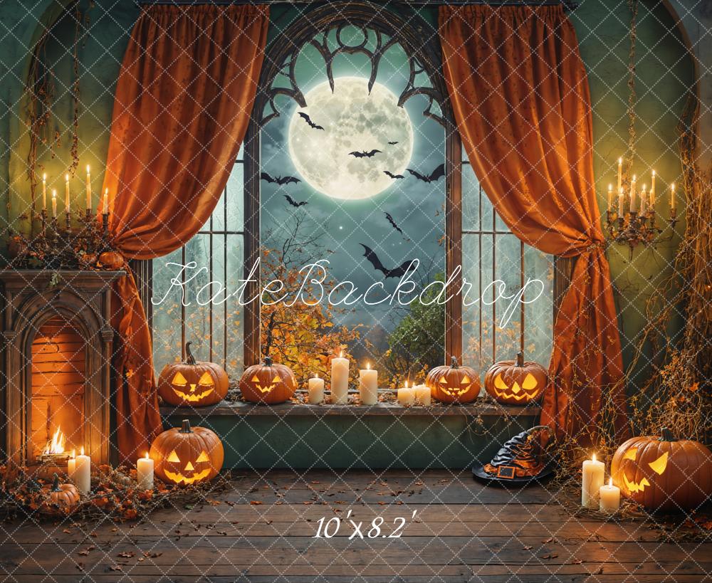 Kate Halloween Pumpkins Candles Window Backdrop Designed by Chain Photography - Image 8