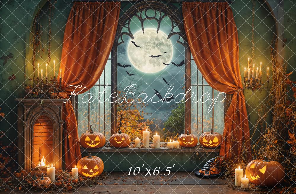 Kate Halloween Pumpkins Candles Window Backdrop Designed by Chain Photography - Image 9