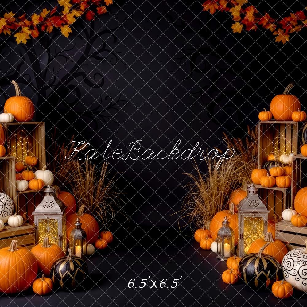 Kate Halloween Pumpkins Crates Autumn Leaves Backdrop Designed by Patty Robert - Image 2