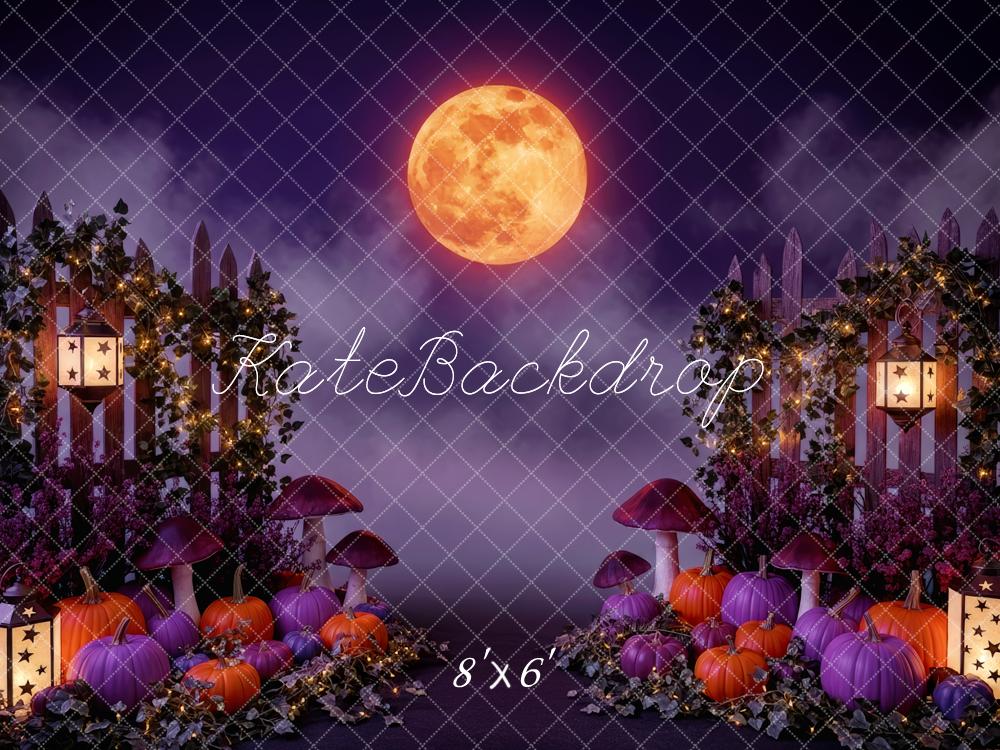 Kate Purple Halloween Pumpkins Lanterns Moon Backdrop Designed by Patty Robert - Image 3