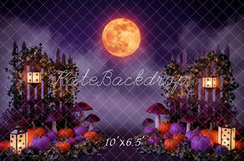 Kate Purple Halloween Pumpkins Lanterns Moon Backdrop Designed by Patty Robert - Image 4