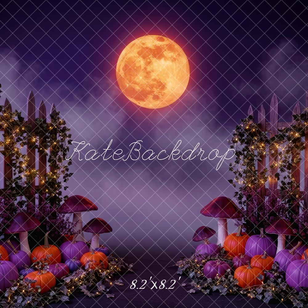 Kate Purple Halloween Pumpkins Lanterns Moon Backdrop Designed by Patty Robert - Image 5