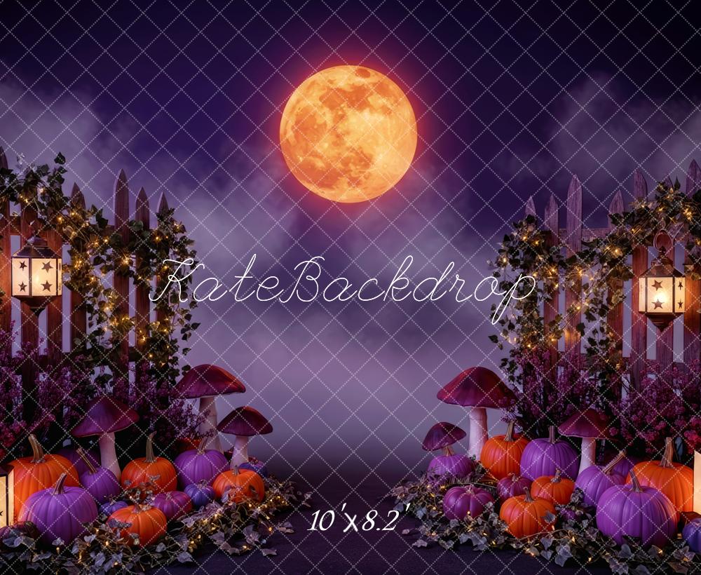 Kate Purple Halloween Pumpkins Lanterns Moon Backdrop Designed by Patty Robert - Image 6