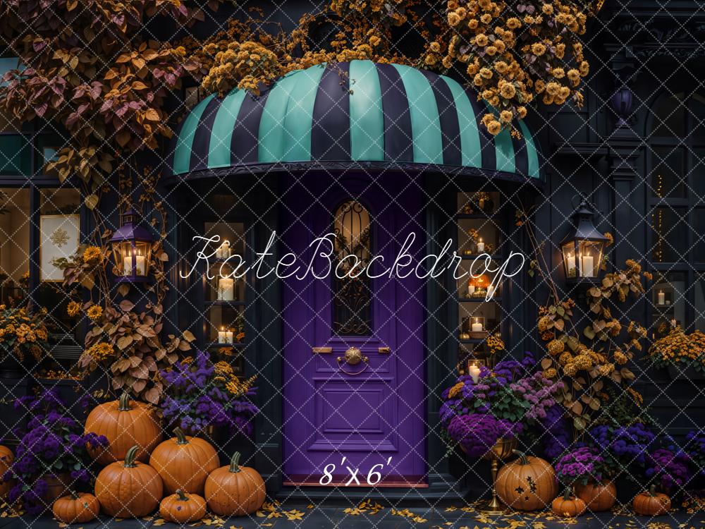 Kate Halloween Pumpkins Purple Door Backdrop Designed by Emetselch - Image 3