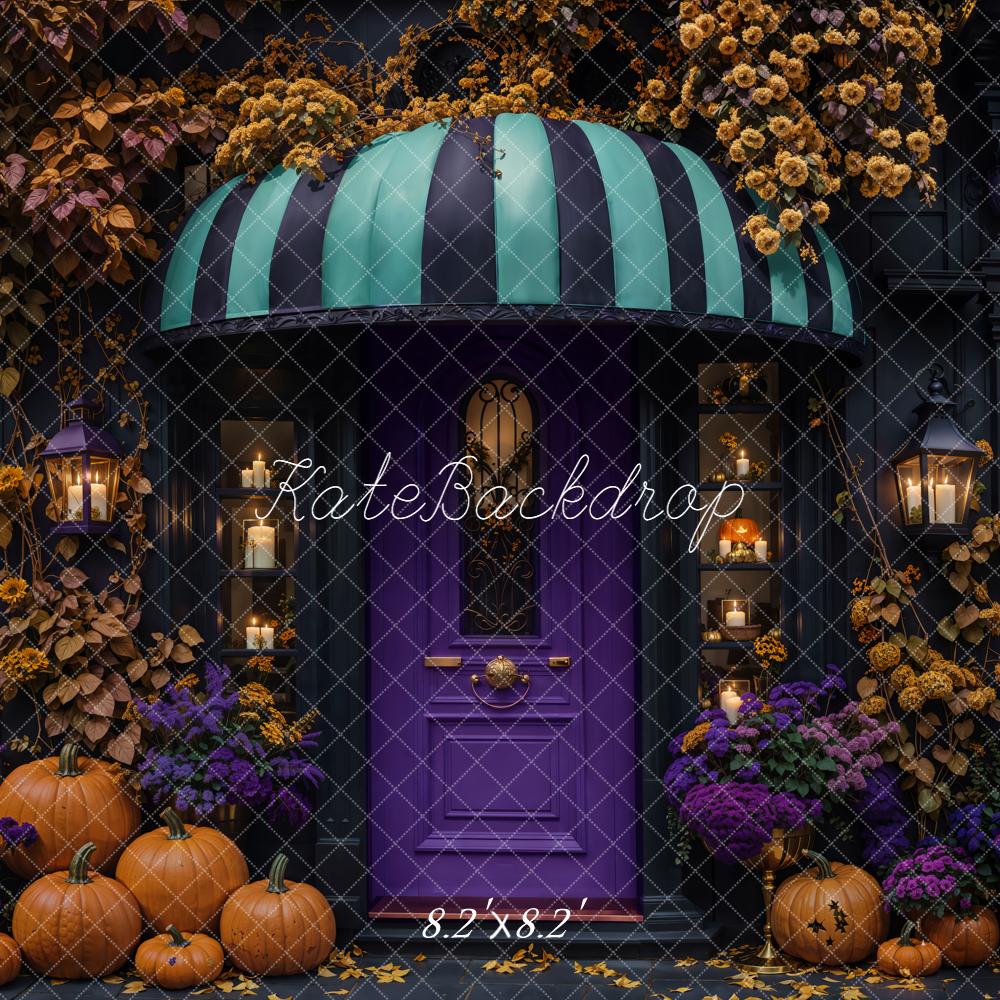 Kate Halloween Pumpkins Purple Door Backdrop Designed by Emetselch - Image 5