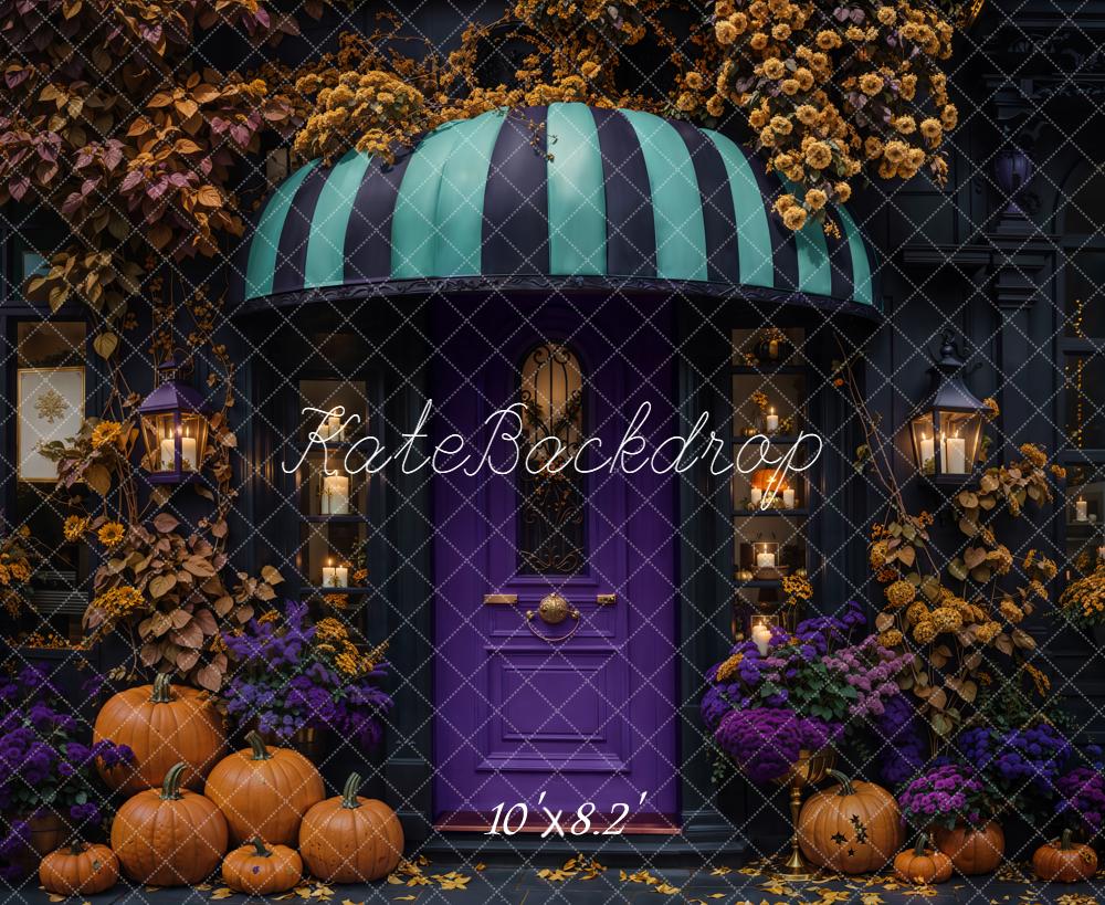Kate Halloween Pumpkins Purple Door Backdrop Designed by Emetselch - Image 6
