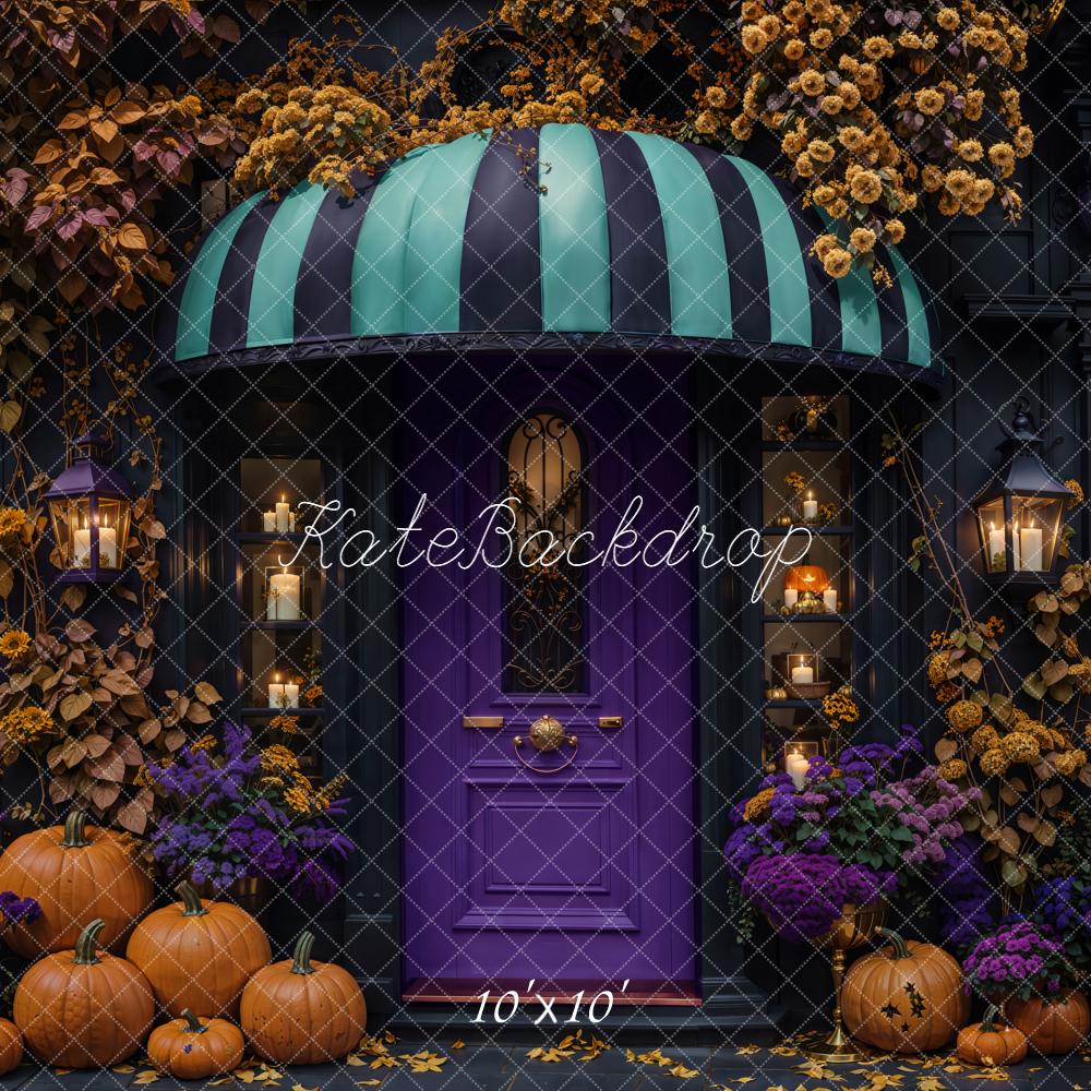 Kate Halloween Pumpkins Purple Door Backdrop Designed by Emetselch - Image 7