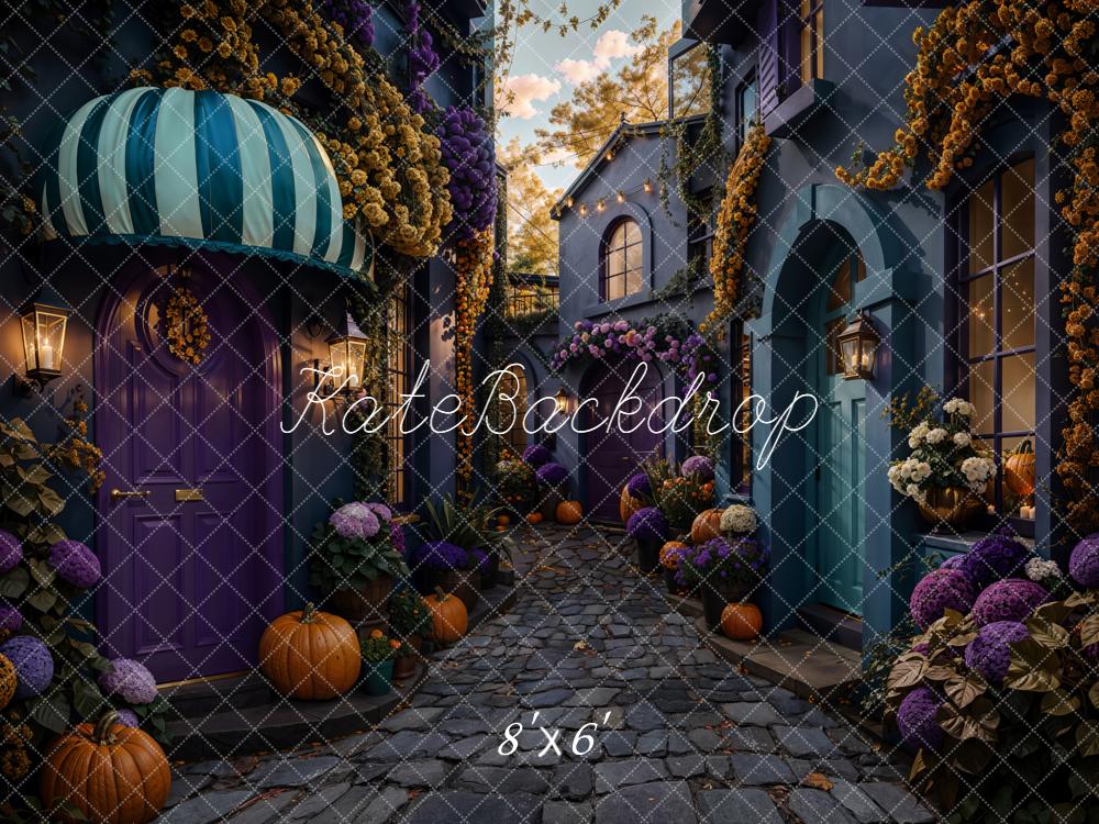 Kate Halloween Pumpkins Cobblestone Lane Backdrop Designed by Emetselch - Image 3