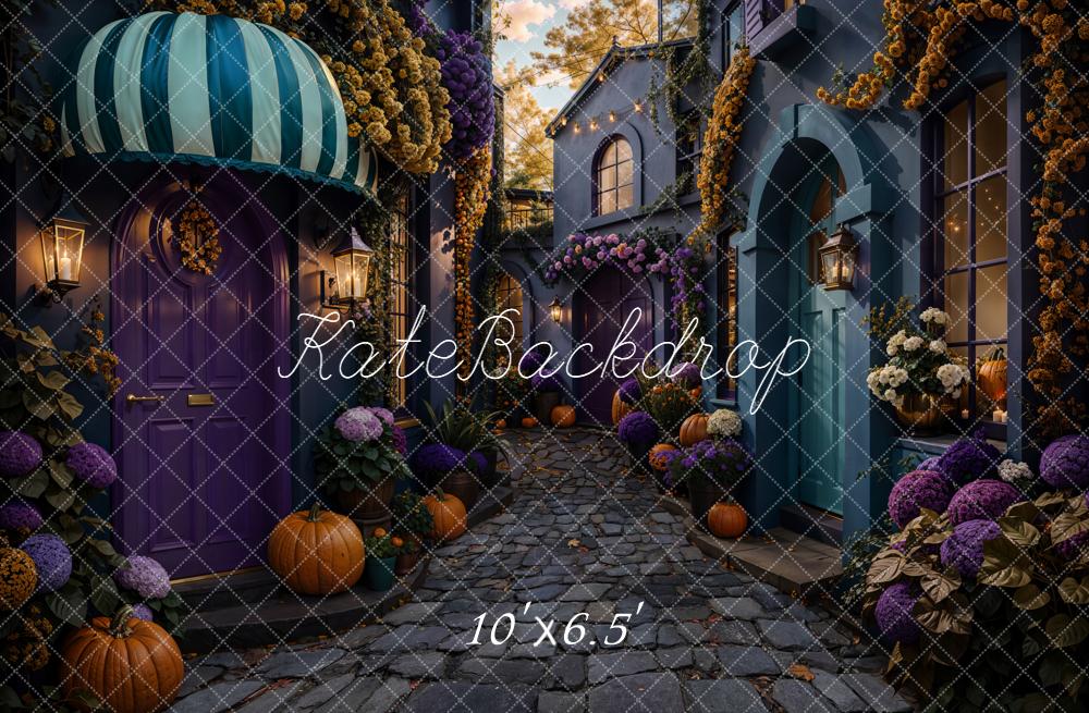 Kate Halloween Pumpkins Cobblestone Lane Backdrop Designed by Emetselch - Image 4