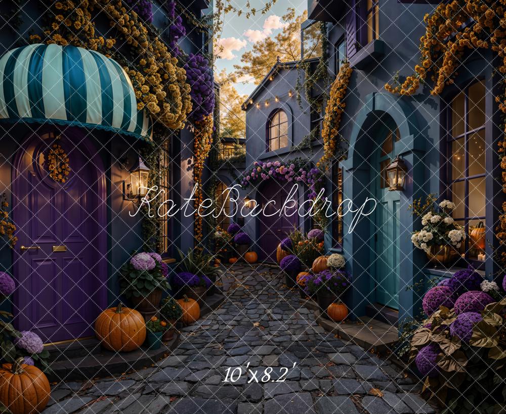 Kate Halloween Pumpkins Cobblestone Lane Backdrop Designed by Emetselch - Image 6