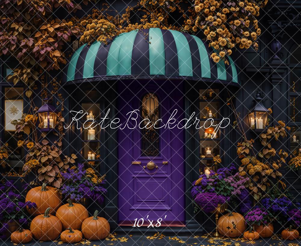 Kate Halloween Pumpkins Purple Door Fleece Backdrop Designed by Emetselch - Image 3