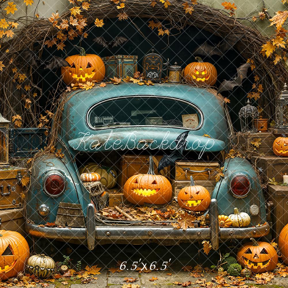 Kate Halloween Pumpkins Vintage Car Backdrop Designed by Emetselch - Image 2