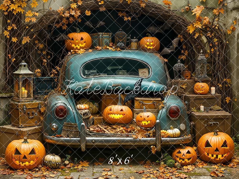 Kate Halloween Pumpkins Vintage Car Backdrop Designed by Emetselch - Image 3