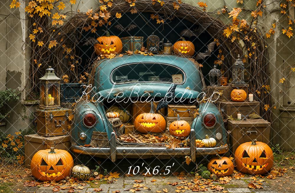 Kate Halloween Pumpkins Vintage Car Backdrop Designed by Emetselch - Image 4