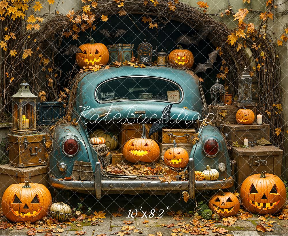 Kate Halloween Pumpkins Vintage Car Backdrop Designed by Emetselch - Image 6