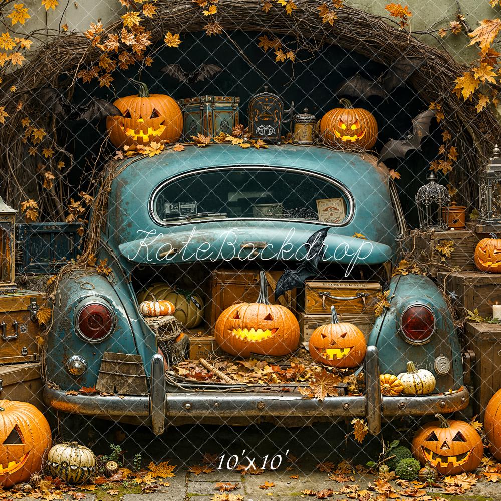 Kate Halloween Pumpkins Vintage Car Backdrop Designed by Emetselch - Image 7