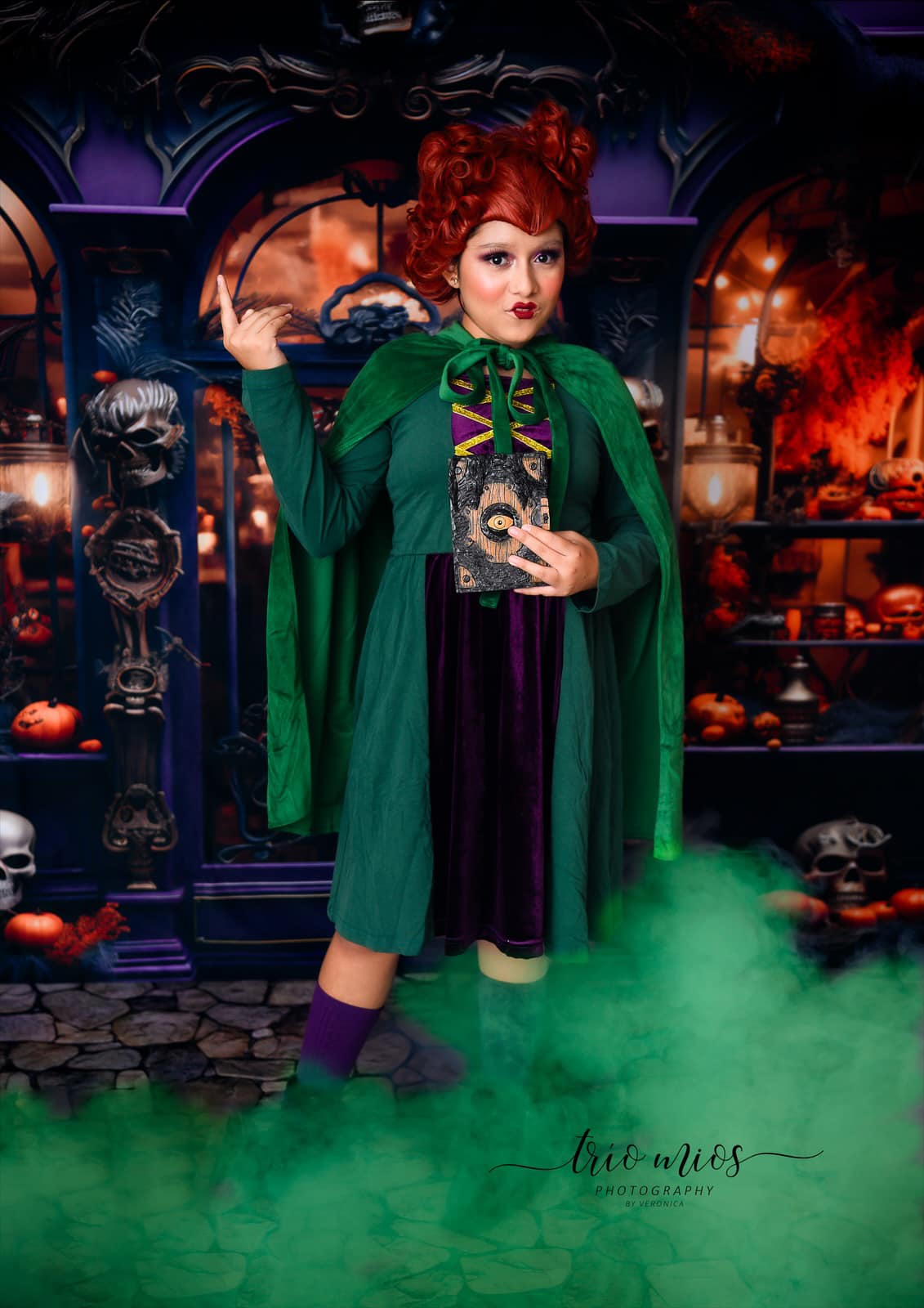 Kate Halloween Purple Store Skeleton Hand Backdrop for Photography - Image 3