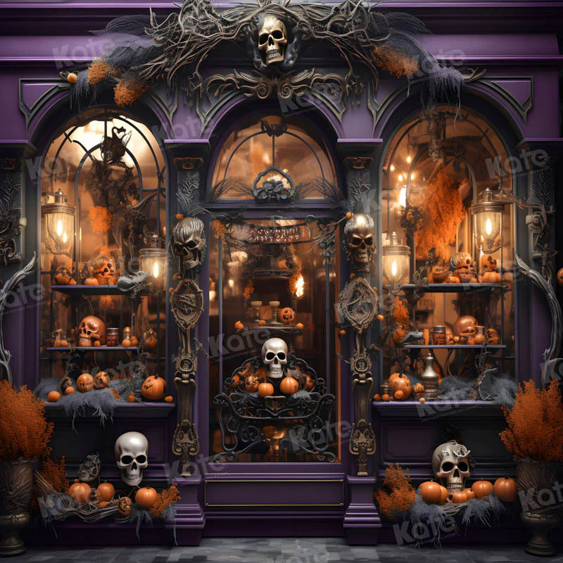 Kate Halloween Purple Store Skeleton Hand Backdrop for Photography - Image 4
